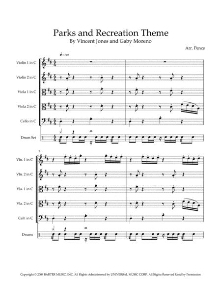 Parks And Recreation Theme For String Quintet Sheet Music