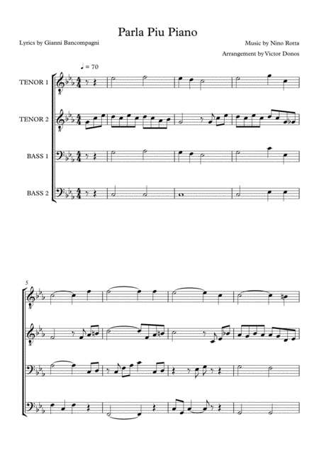 Parla Piu Piano Sheet Music