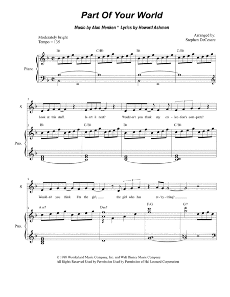 Part Of Your World Duet For Soprano And Alto Solo Sheet Music