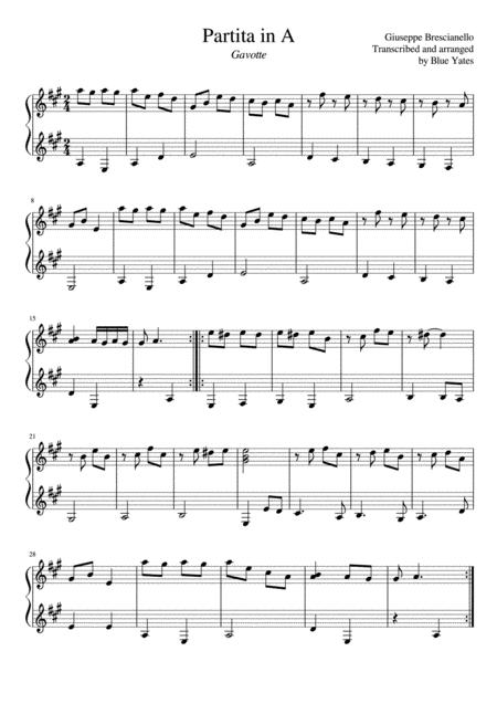 Free Sheet Music Partita In A Gavotte Giuseppe Brescianello