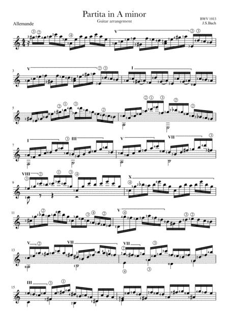 Free Sheet Music Partita In A Minor Bwv 1013 Allemande