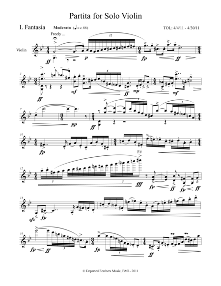 Free Sheet Music Partitia For Solo Violin 2011