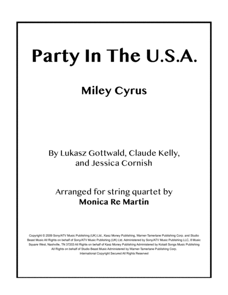 Party In The Us A Sheet Music