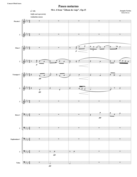 Free Sheet Music Paseo Notorno From Lbum De Viaje Op 15 Brass Octet 2 Piccolos 2 Flutes