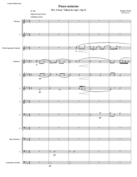 Paseo Notorno From Lbum De Viaje Op 15 Clarinet Choir 2 Piccolos Sheet Music