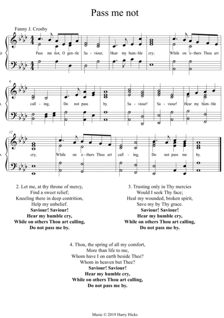 Pass Me Not O Gentle Saviour A New Tune To A Wonderful Fanny Crosby Hymn Sheet Music