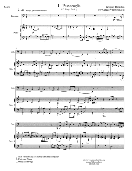 Free Sheet Music Passacaglia For Bassoon And Piano