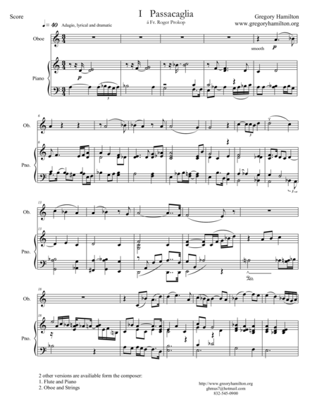 Free Sheet Music Passacaglia For Oboe And Piano