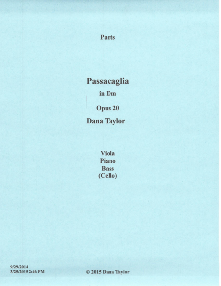 Passacaglia Trio Opus 20 Parts Sheet Music