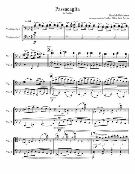 Free Sheet Music Passacaglia Two Cellos Version