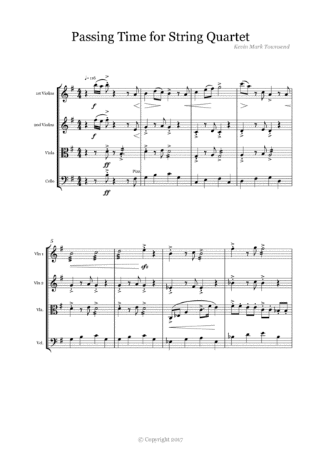 Passing Time For String Quartet Sheet Music