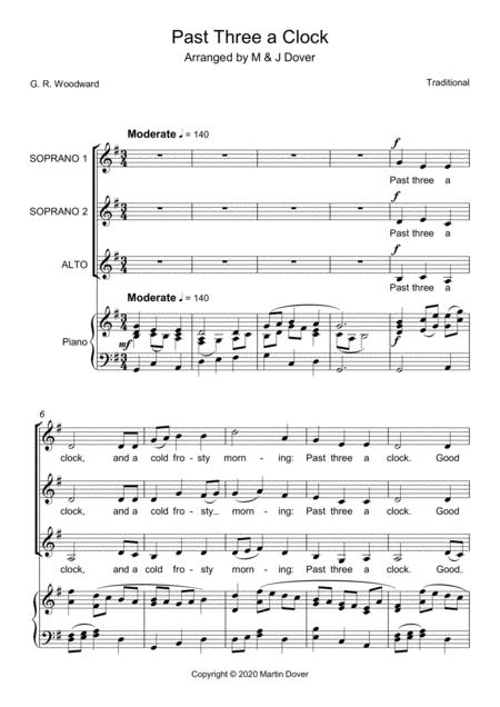 Past Three A Clock Three Part Choir Ssa Upper Voices Sheet Music