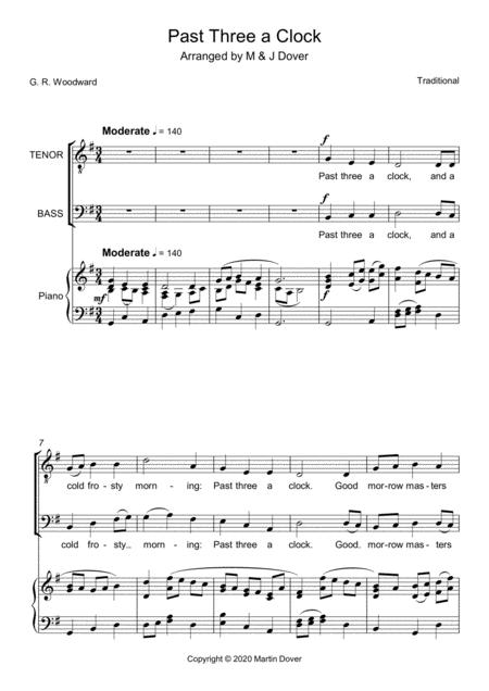 Past Three A Clock Two Part Choir Tb Lower Voices Sheet Music