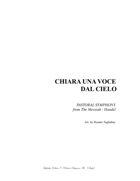 Pastoral Symphony From The Messiah Arr For Sab Choir And Organ Italian Lyrics Sheet Music