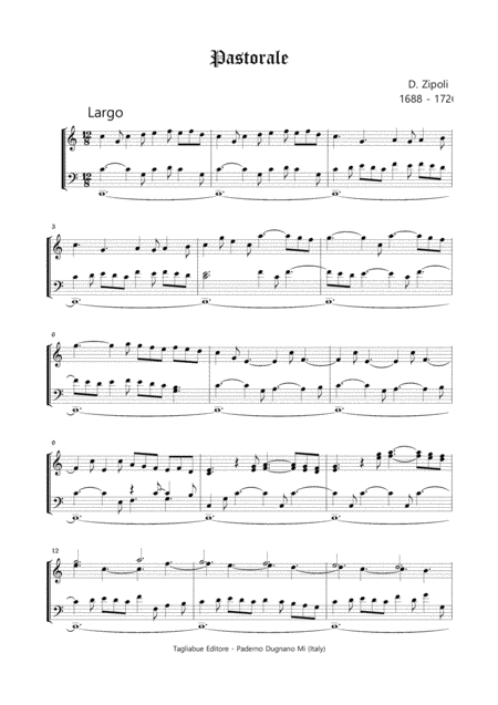 Pastorale D Zipoli For Organ Sheet Music