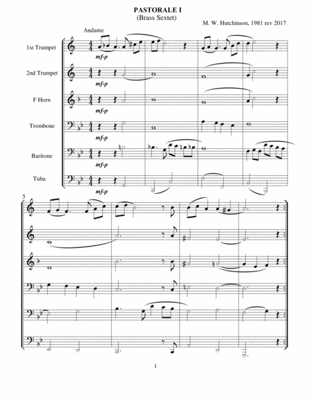 Free Sheet Music Pastorale I