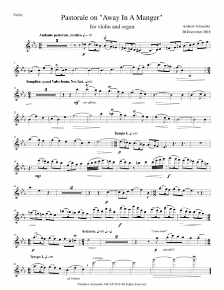 Pastorale On Away In A Manger Sheet Music