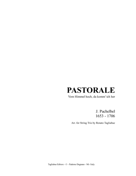 Pastorale Pachelbel Arr For String Trio With Parts Sheet Music