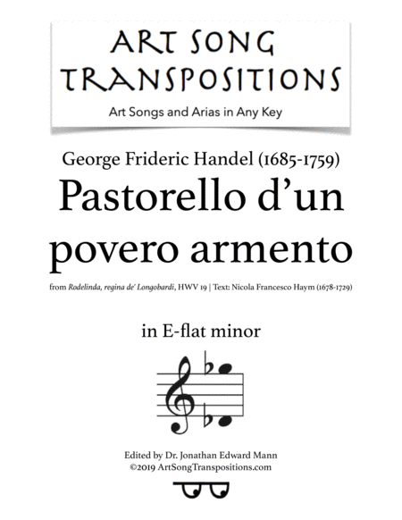 Free Sheet Music Pastorello D Un Povero Armento E Flat Minor