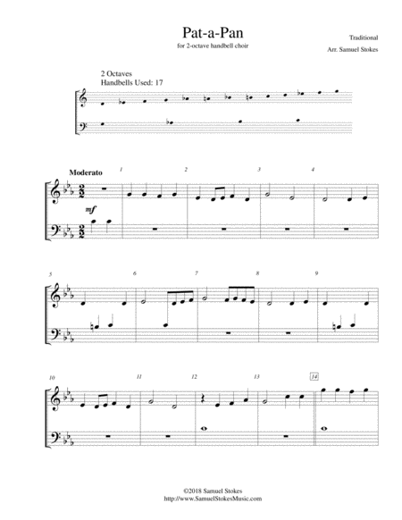 Pat A Pan For 2 Octave Handbell Choir Sheet Music