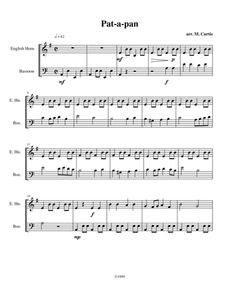 Pat A Pan For English Horn And Bassoon Sheet Music