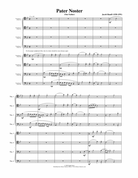 Pater Noster For 8 Part Trombone Ensemble Sheet Music