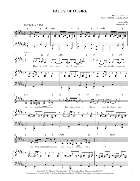 Paths Of Desire Sheet Music