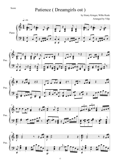Free Sheet Music Patience Dreamgirls Ost Piano Solo