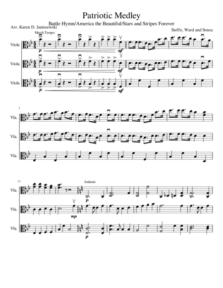 Free Sheet Music Patriotic Medley For Viola Trio