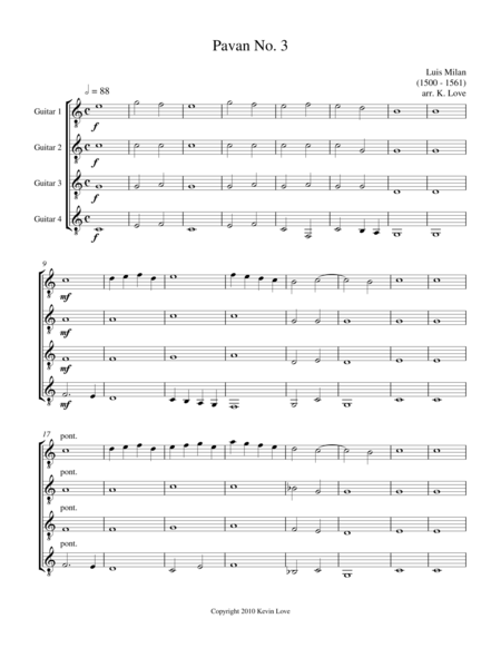 Free Sheet Music Pavana 3 Guitar Quartet Score And Parts