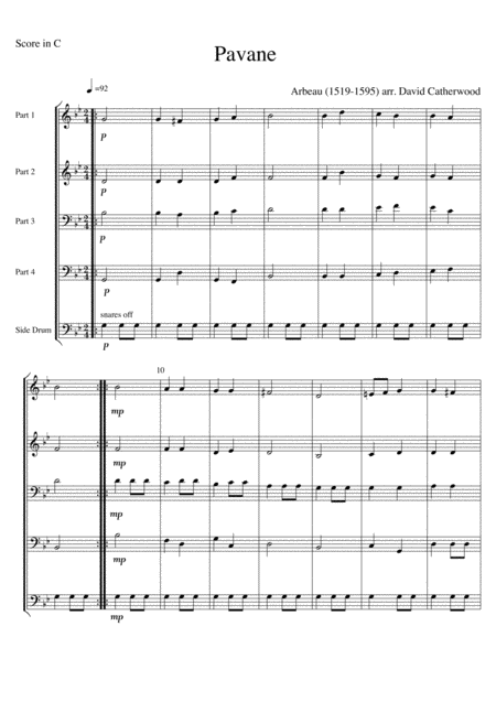 Free Sheet Music Pavane By Arbeau 1589
