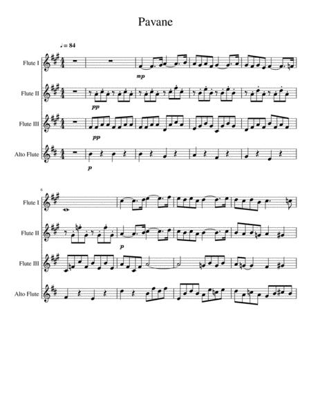 Pavane By Gabriel Faure For Flute Quartet Sheet Music