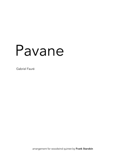 Pavane For Woodwind Quintet Sheet Music