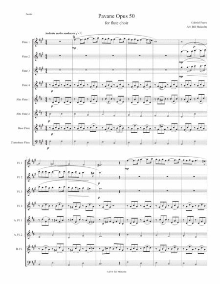 Free Sheet Music Pavane Opus 50 For Flute Choir