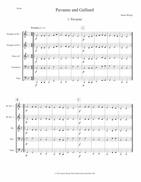 Pavanne And Galliard Sheet Music