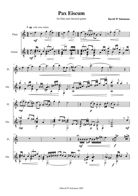 Pax Eiscum For Flute And Guitar Sheet Music