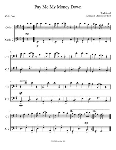 Free Sheet Music Pay Me My Money Down Easy Cello Duet