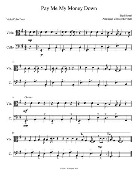Free Sheet Music Pay Me My Money Down Easy Viola Cello Duet