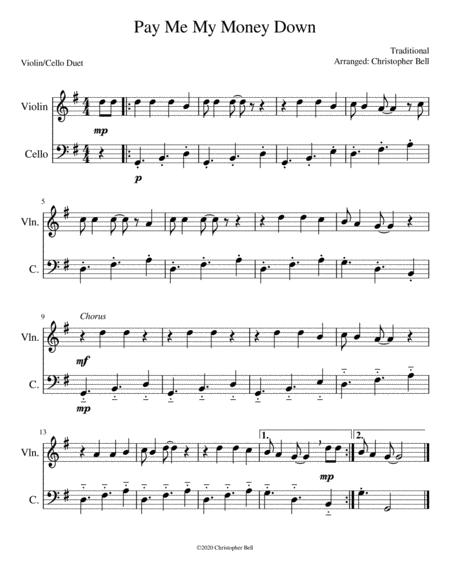 Free Sheet Music Pay Me My Money Down Easy Violin Cello Duet