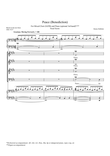 Free Sheet Music Peace Benediction