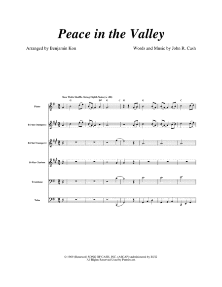 Free Sheet Music Peace In The Valley
