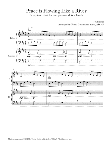 Peace Is Flowing Like A River An Easy Piano Duet By Teresa Cobarrubia Yoder Sheet Music