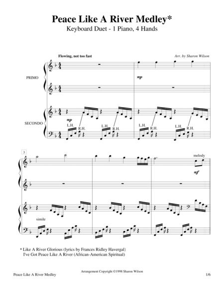 Peace Like A River Medley 1 Piano 4 Hands Sheet Music