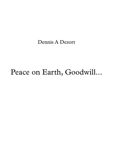 Peace On Earth Goodwill Sheet Music