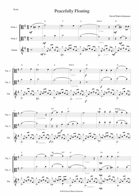 Free Sheet Music Peacefully Floating For 2 Violas And Guitar