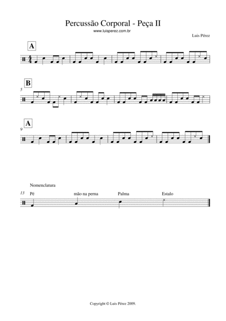 Free Sheet Music Peca 2 Percussao Corporal