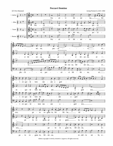 Peccavi Domine Prenner Sheet Music