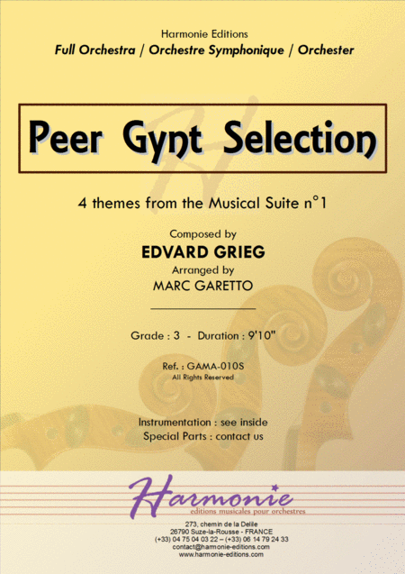 Peer Gynt Selections For Full Orchestra Edvard Grieg Arr Marc Garetto Sheet Music