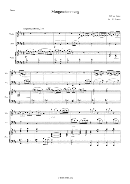 Peer Gynt Suite By Edvard Grieg Arranged For Pianotrio Sheet Music