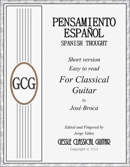 Free Sheet Music Pensamiento Espaol Short Version For Guitar